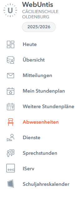 Seitenmenü WebUntis